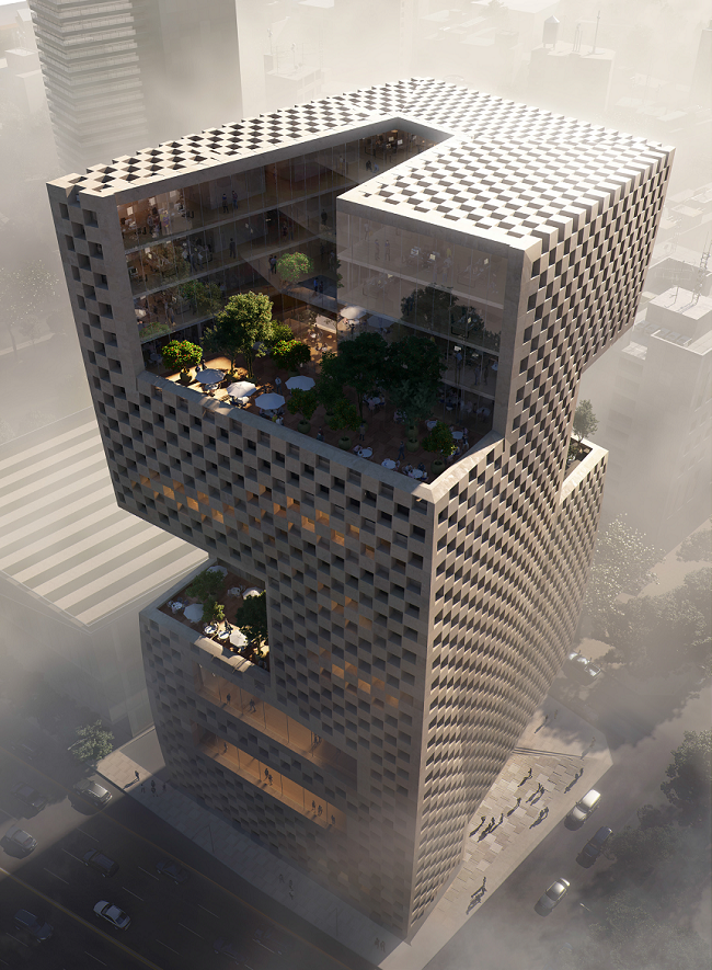 Impressie van het ontwerp van Snøhetta voor de Banque Libano Francaise.